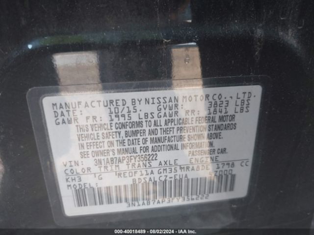 3N1AB7AP3FY356222 Nissan SENTRA S