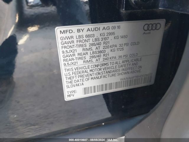 WA1VAAF76HD029272 Audi Q7 3.0t Premium