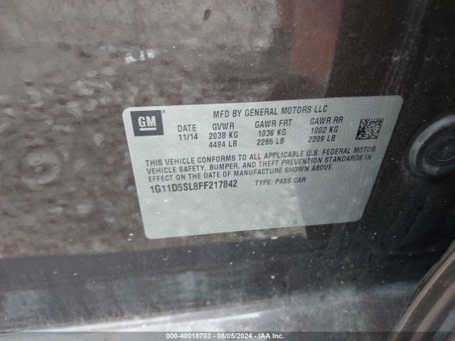 1G11D5SL8FF217842 Chevrolet MALIBU 2LT