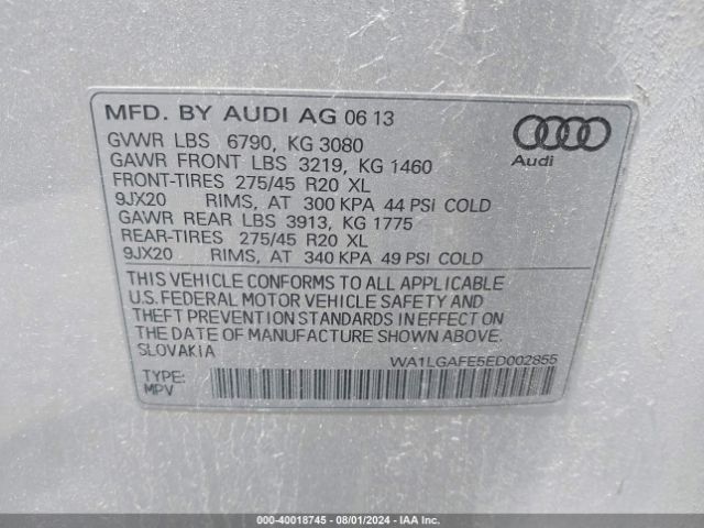 WA1LGAFE5ED002855 Audi Q7 3.0t Premium