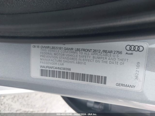 WAUF8AFC4HN038398 Audi A6 2.0t Premium