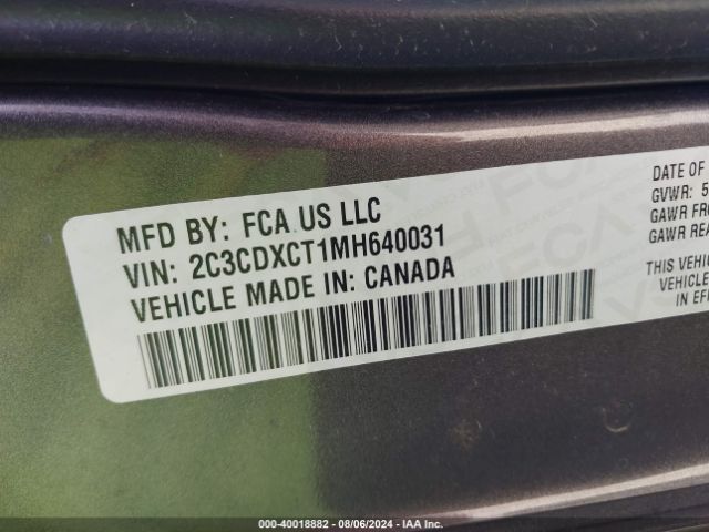 2C3CDXCT1MH640031 Dodge Charger R/t Rwd