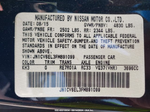 JN1CV6EL3FM891099 Infiniti Q60