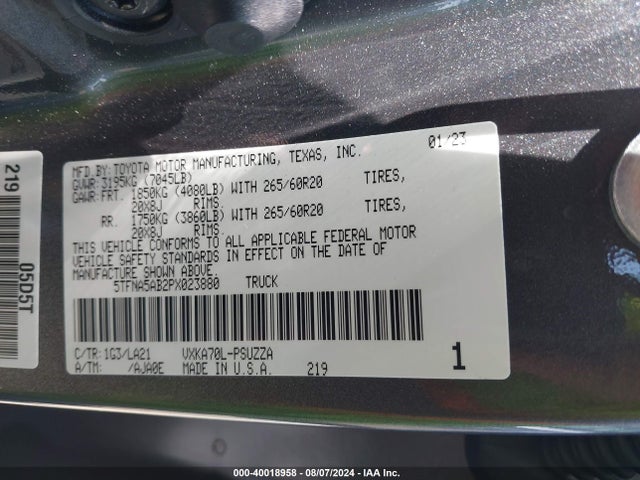 Toyota Tundra Platinum 2023 5TFNA5AB2PX023880 Image 9