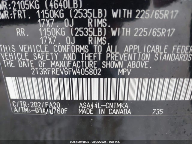 Toyota Rav4 Xle 2015 2T3RFREV6FW405802 Image 9