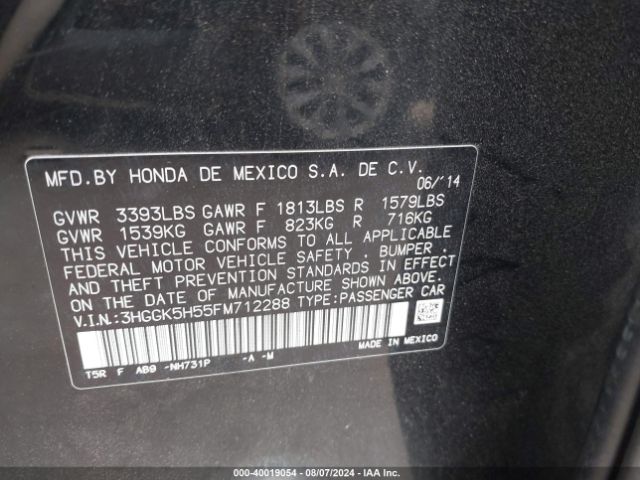 3HGGK5H55FM712288 Honda FIT LX