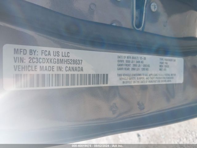 2C3CDXKG8MH528637 Dodge Charger Police Awd