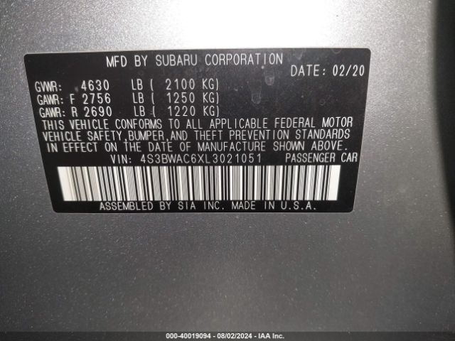 4S3BWAC6XL3021051 Subaru Legacy Premium