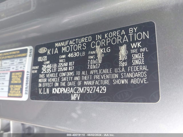 KIA Sportage Lx 2021 KNDPM3AC2M7927429 Image 9