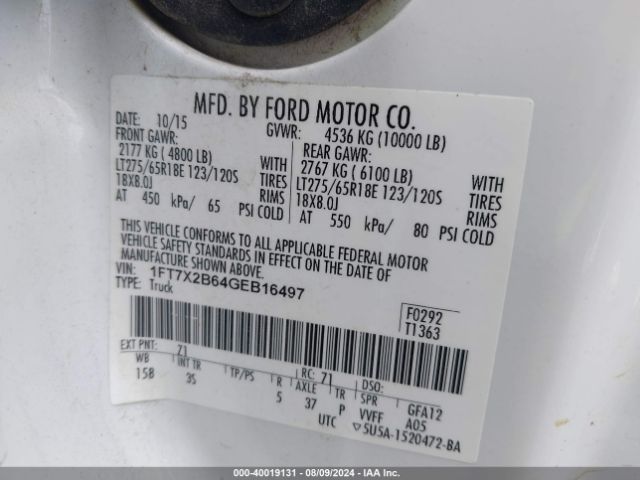 1FT7X2B64GEB16497 Ford F-250 Xlt