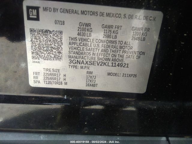 3GNAXSEV2KL114921 Chevrolet EQUINOX LS