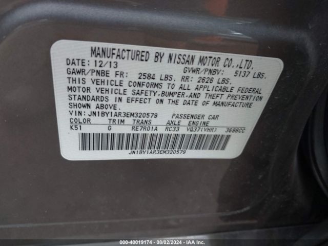 JN1BY1AR3EM320579 Infiniti Q70 3.7x