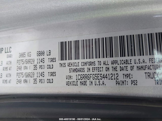 1C6RR6FG5ES441212 RAM 1500 Tradesman