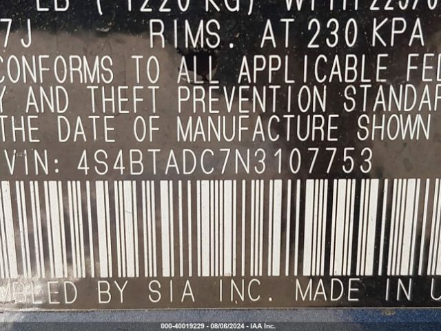 4S4BTADC7N3107753 Subaru Outback Premium