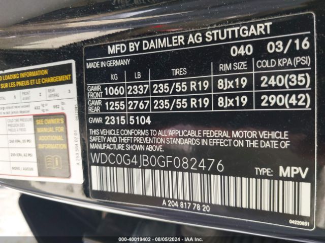 WDC0G4JB0GF082476 Mercedes-Benz GLC 300