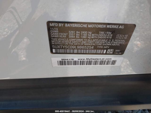 5UXTY5C09L9B65254 BMW X3 Xdrive30i