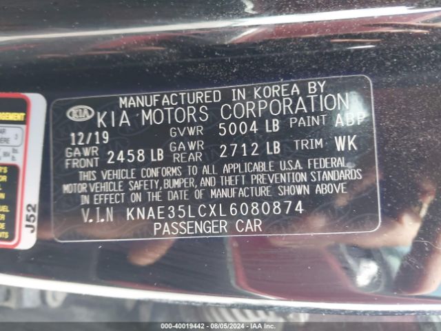 KNAE35LCXL6080874 KIA STINGER GT