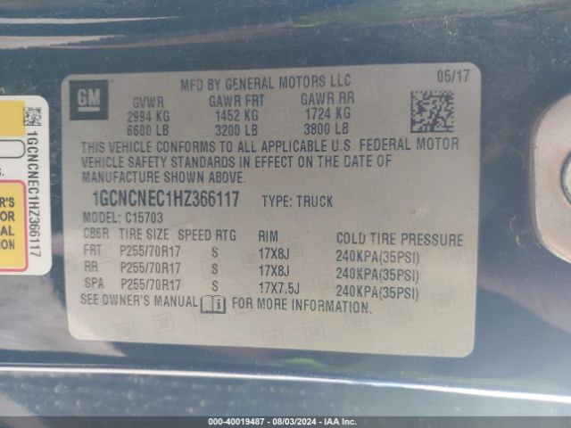 1GCNCNEC1HZ366117 Chevrolet Silverado 1500 Ls