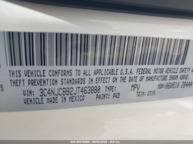 3C4NJCBB2JT463880 Jeep Compass Latitude Fwd