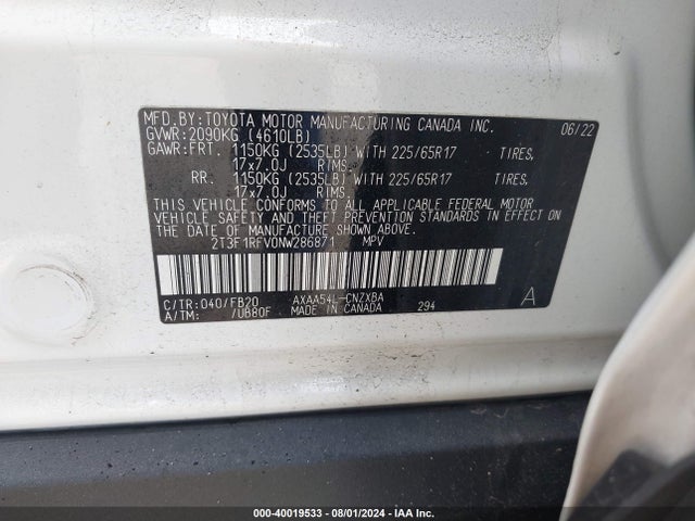 Toyota RAV4 LE 2022 2T3F1RFV0NW286871 Image 9