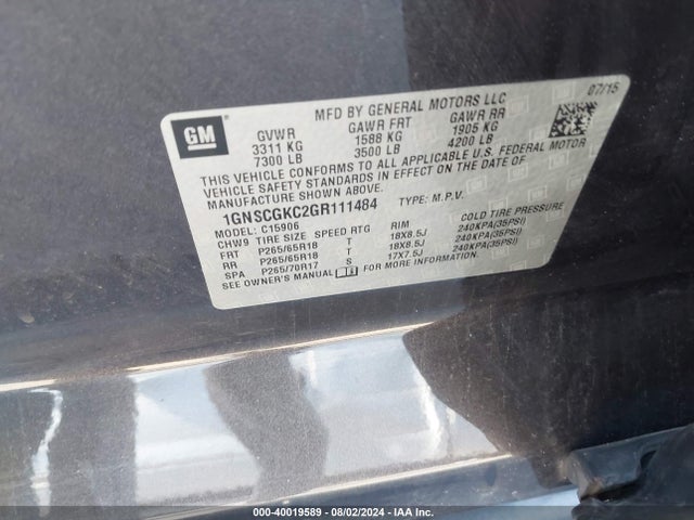 Chevrolet Suburban Ls 2016 1GNSCGKC2GR111484 Image 9
