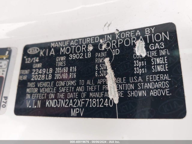 KIA Soul 2015 KNDJN2A2XF7181240 Image 9
