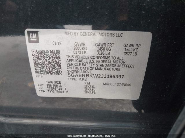 5GAERBKW2JJ196397 Buick Enclave Essence