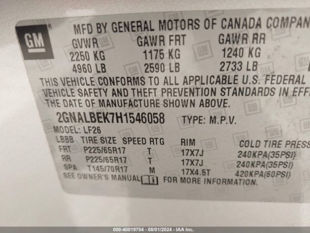 2GNALBEK7H1546058 Chevrolet EQUINOX LS