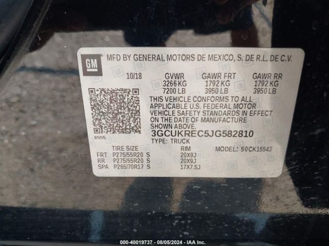 3GCUKREC5JG582810 Chevrolet Silverado 1500 2lt