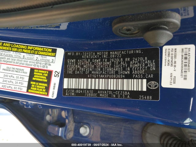 Toyota CAMRY SE 2023 4T1G11AKXPU083694 Image 9