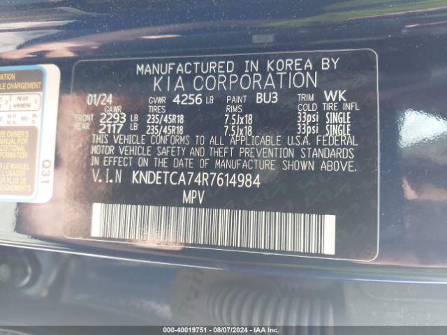 KNDETCA74R7614984 KIA Seltos Sx Turbo