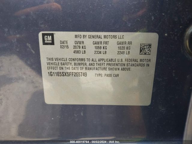 1G11E5SX5FF265749 Chevrolet Malibu 3lt