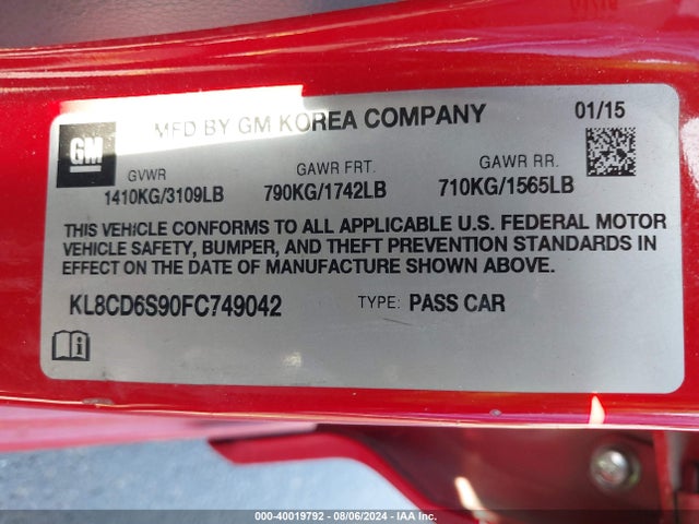 Chevrolet Spark 1lt Cvt 2015 KL8CD6S90FC749042 Image 9