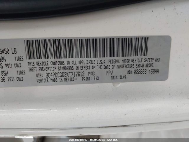 3C4PDCGG2KT717612 Dodge Journey Crossroad