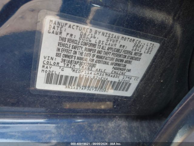 3N1AB7AP3GY320080 Nissan SENTRA S
