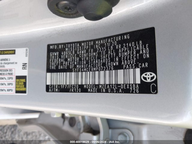 Toyota Corolla Se Nightshade Edition 2021 5YFS4MCE8MP072376 Image 9