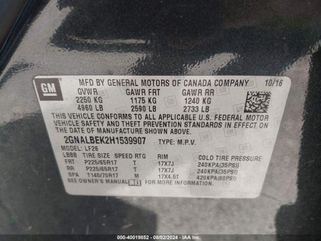 2GNALBEK2H1539907 Chevrolet EQUINOX LS