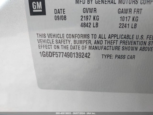 2009 CADILLAC CTS 1G6DF577490139242 Photo 8