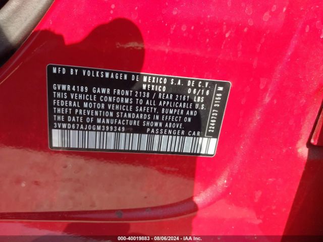 3VWD67AJ0GM399349 Volkswagen Jetta 1.4t Se