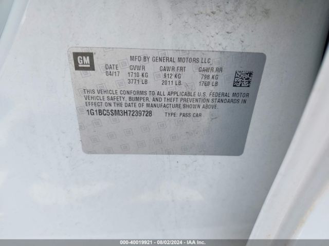 Chevrolet Cruze Ls Auto 2017 1G1BC5SM3H7239728 Image 9