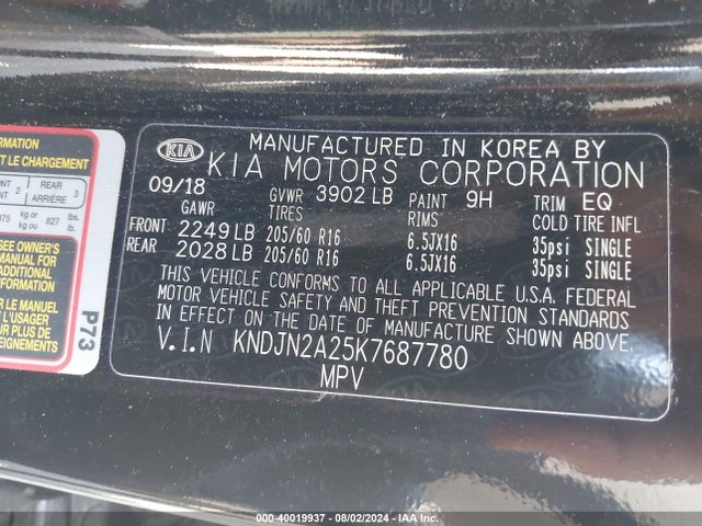 KIA Soul 2019 KNDJN2A25K7687780 Image 9
