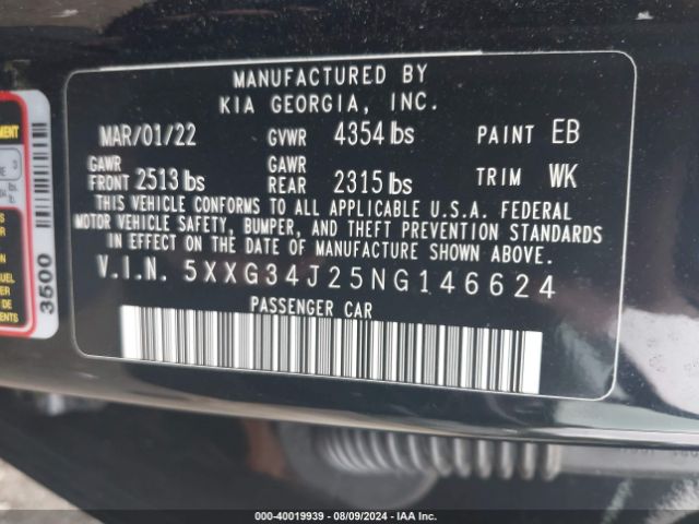 5XXG34J25NG146624 KIA K5 EX