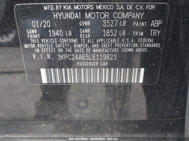 Hyundai ACCENT SE 2020 3KPC24A65LE119823 Image 9
