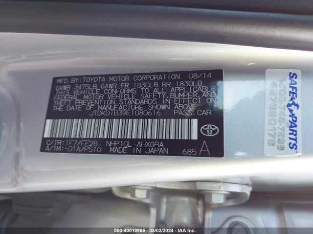 Toyota Prius C Three 2014 JTDKDTB39E1080616 Image 9