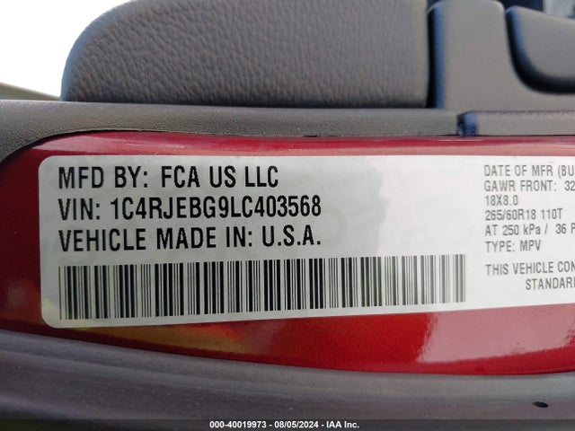 1C4RJEBG9LC403568 Jeep Grand Cherokee Limited 4x2