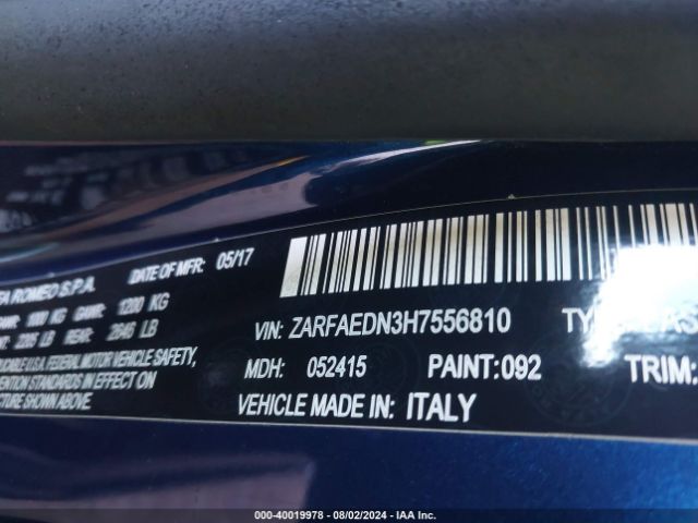 ZARFAEDN3H7556810 Alfa Romeo Giulia Awd