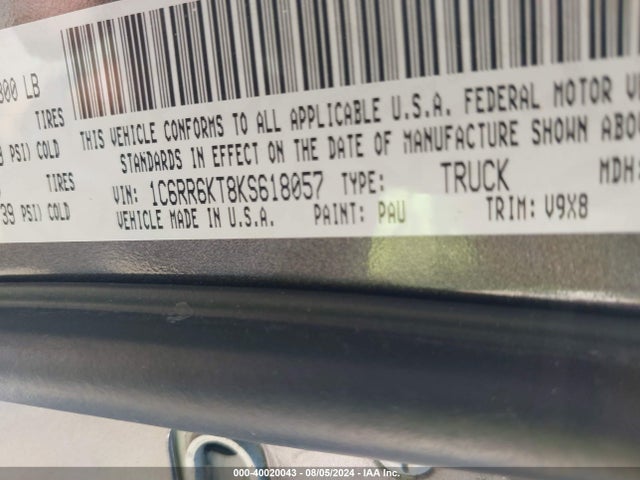 1C6RR6KT8KS618057 RAM 1500 Classic Tradesman  4x2 5'7 Box