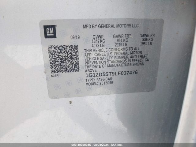 1G1ZD5ST9LF037476 Chevrolet Malibu Fwd Lt