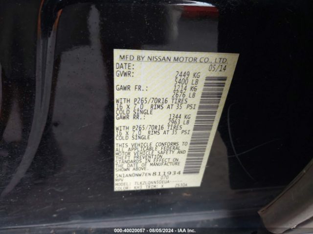 5N1AN0NW7EN811934 Nissan Xterra Pro-4x/s/x