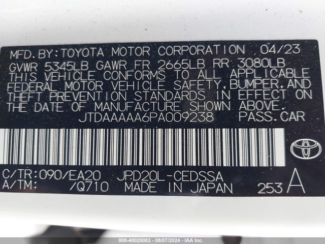 Toyota Mirai Xle 2023 JTDAAAAA6PA009238 Image 9